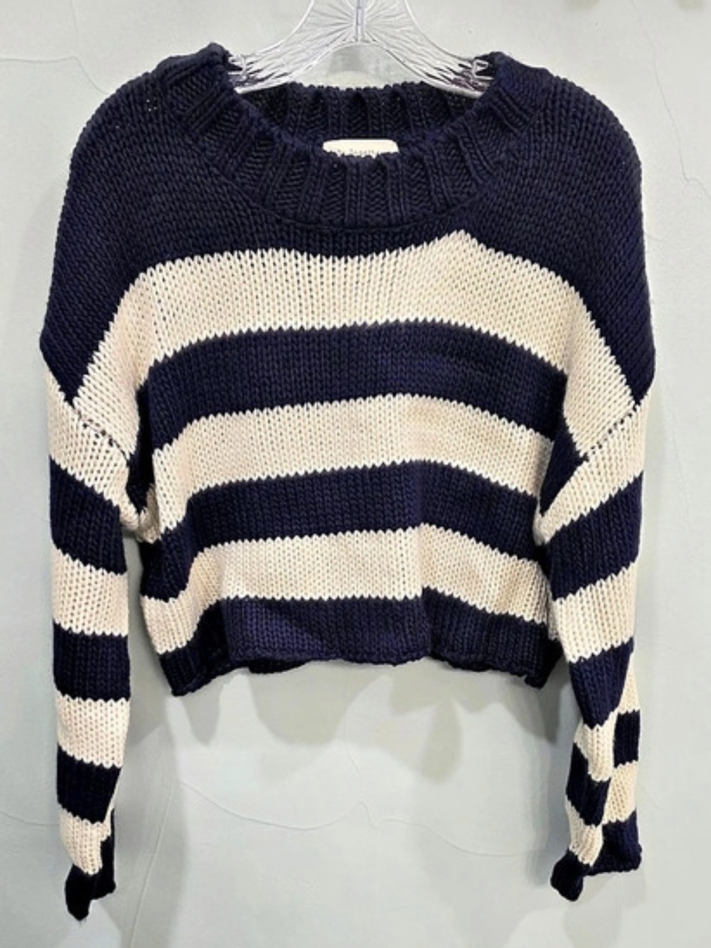 By Together Striped Crew Neck Sweater in Blue & Ivory
